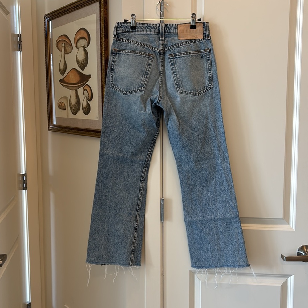 Rag & Bone denim Blue Jeans maya high-rise crop flare cropped button fly raw hem - Picture 6 of 7